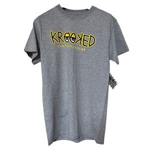 Krooked Skateboards Men's Grey T-shirt Size Small